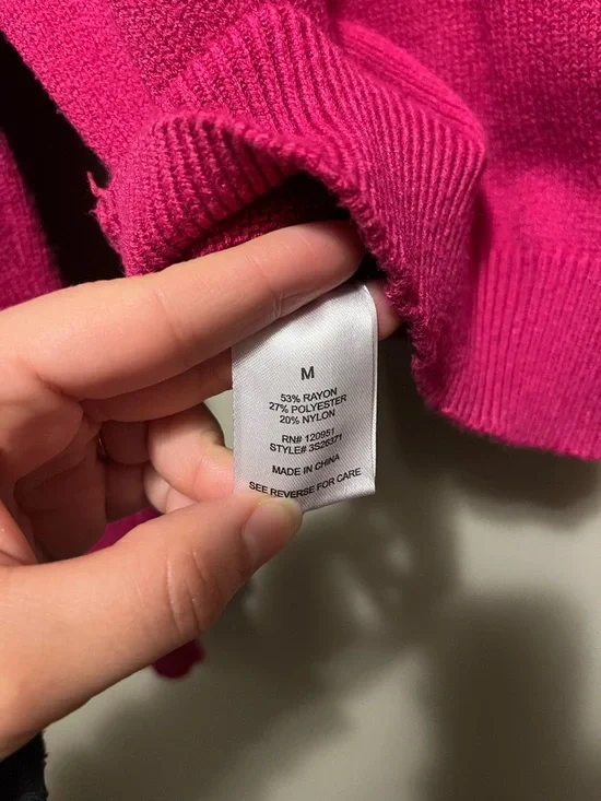 Pink Rose Fuchsia Puff-Sleeve Crewneck Sweater - Picture 6 of 7